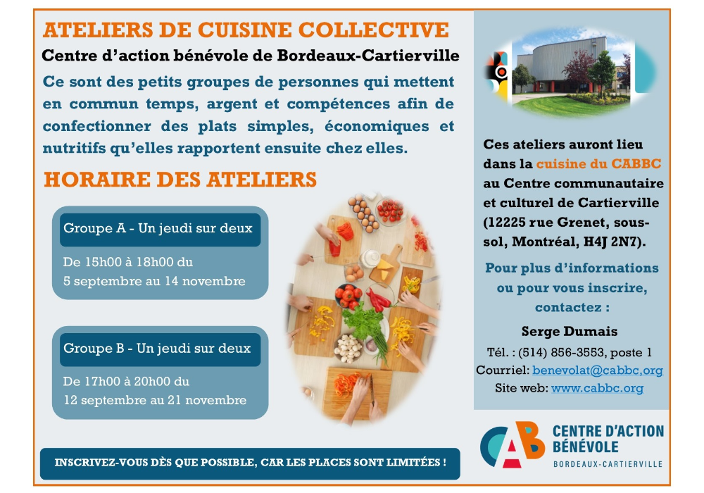 Ouverture de l’inscription aux ateliers de cuisine collective AUTOMNE 2024