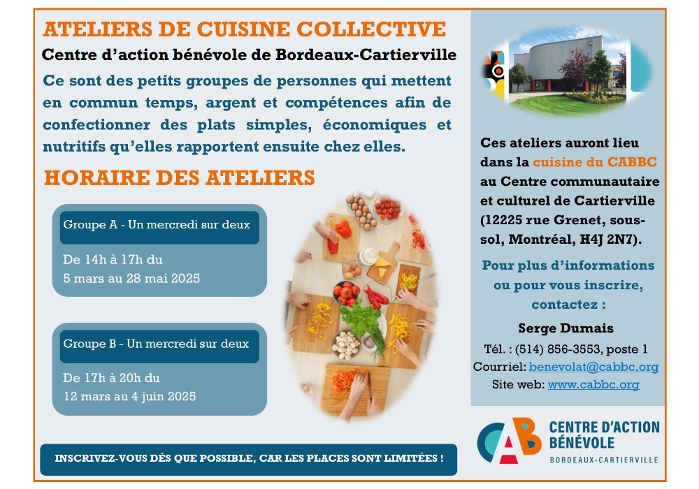 Ouverture de l’inscription aux ateliers de cuisine collective HIVER 2025